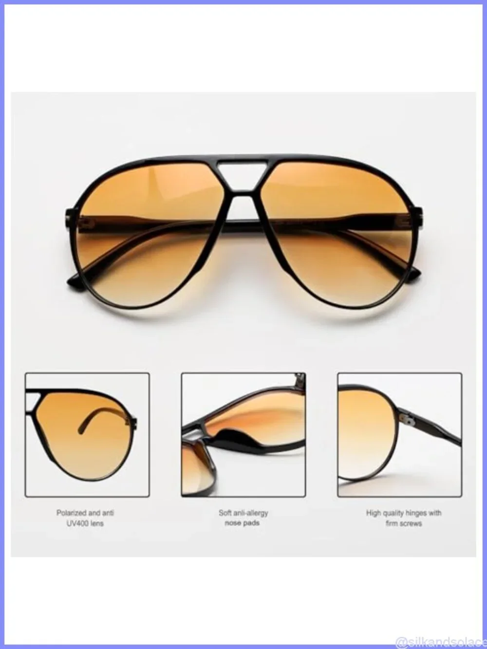 Retro Aviator Sunglasses Oversized Lightweight Square UV Protection